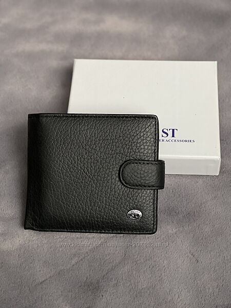 Шкіряний чоловічий чорний гаманець ST Leather 153