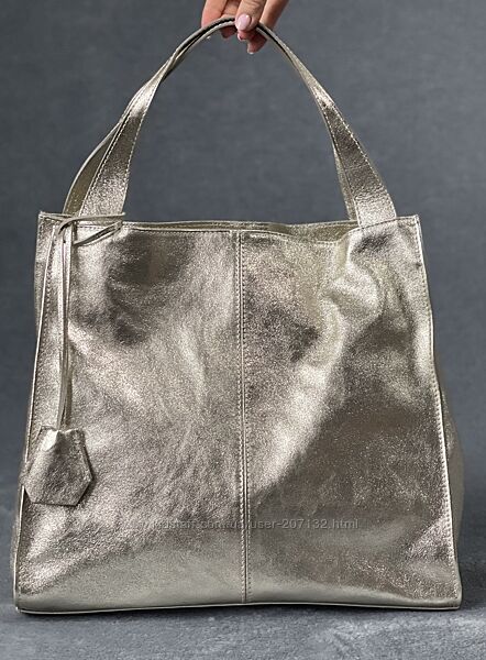 Шкіряна містка золотиста і срібляста сумка Xenia, Італія