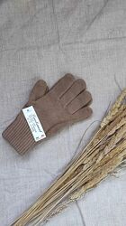 Теплые шерстяные перчатки Италия вязанные пудровые / бежевые