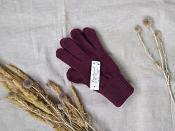 Теплые шерстяные перчатки бордовые вязанные Италия Lambswool 