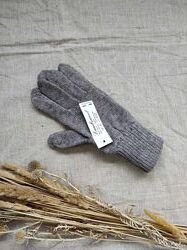 Шерстяные теплые серые перчатки Lambswool Италия 