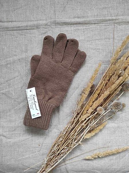 Мужские теплые шерстяные перчатки бежевые Италия 