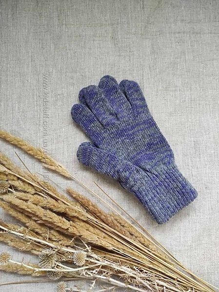 Теплые шерстяные перчатки меланжевые серо фиолетовые Италия