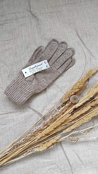 Теплі вовняні світло бежеві рукавички lambswool Італія