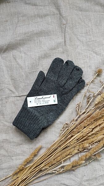 Кашемірові / вовняні рукавички темно сірі lambswool Італія 