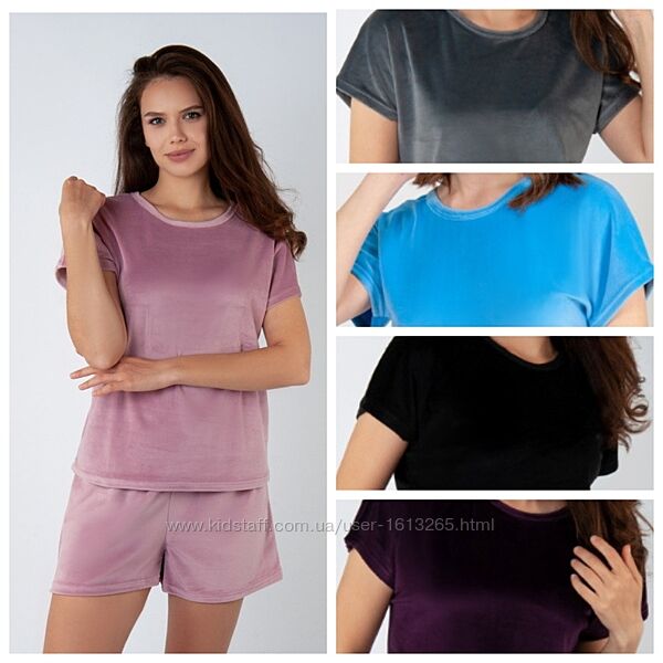 Комплект велюровый 42-52 женская пижама с футболкой пижама с шортами