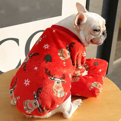 Новогодняя одежда для собак свитшот худи свитер для французского бульдога 