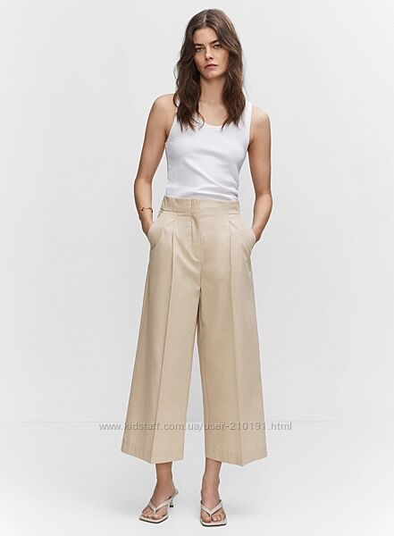 Широкі укорочені брюки Mango, 38 р