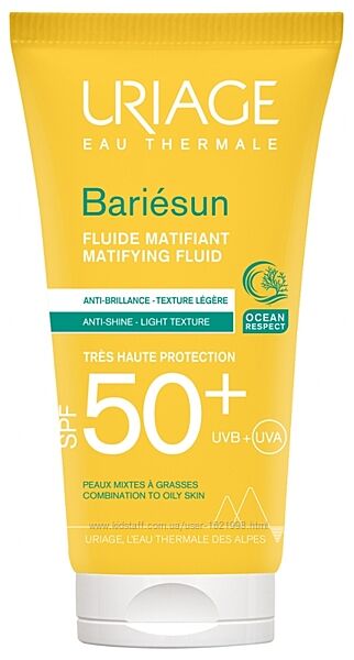 Uriage Bariesun Matifying Fluid SPF50 сонцезахисний крем для комбінованої 