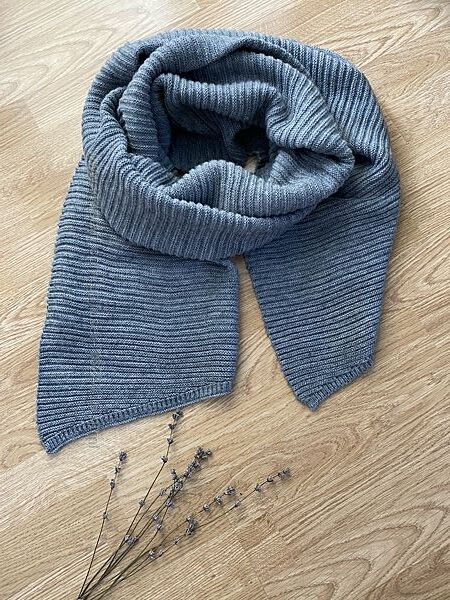 Шарф сірий, теплий шарф. Серый вязаной шарф 