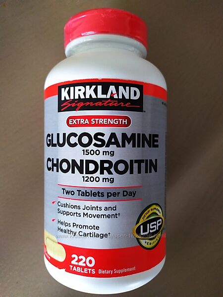 Глюкозамін 1500 мг плюс хондроїтин 1200 мг, 220 каплетів Kirkland США.