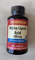 Альфа-ліпоєва кислота 300 мг плюс біотин, 120 капсул США. 