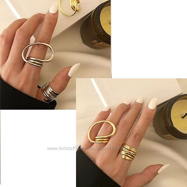 Ассиметрия 2 кольца комплект бижутерия прикраси украшения кольцо перстень