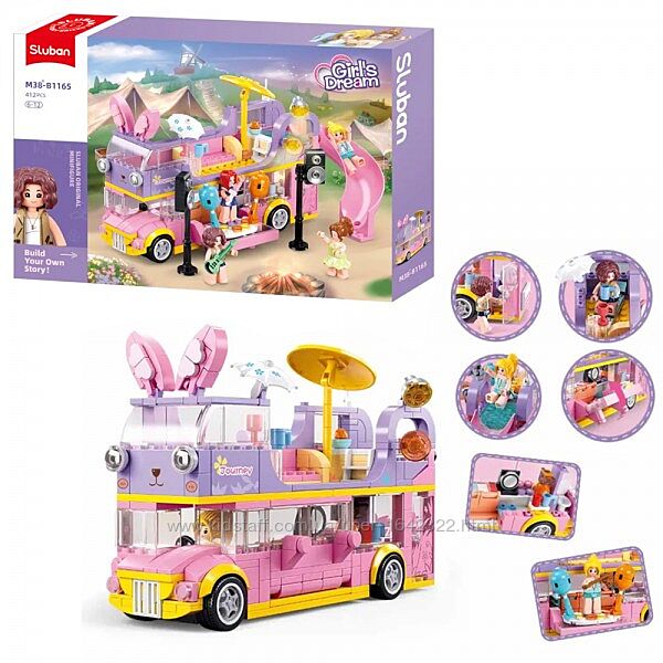 Конструктор Sluban M38-B1165Girls Dream Двух-этажный автобус 412 деталей