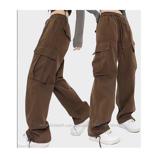 Дитячі брюки карго для дівчинки підлітка мокко котонові штани бавовна котон