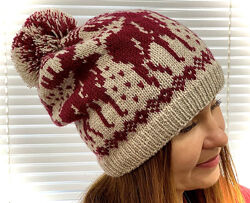 Вязаная шапка с норвежским орнаментом Олени