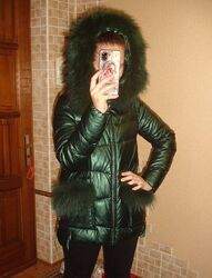 зимний теплый пуховик куртка пальто Zlya размер 46 / 12 М изумрудное 