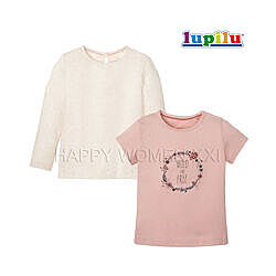 Хлопковый комплект для девочки - реглан  футболка Lupilu на рост 86-92 см