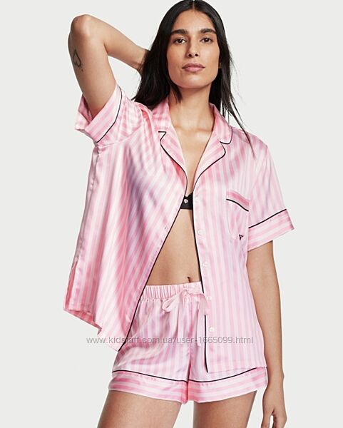 Сатинова піжама у рожеву смужку Victoria&acutes secret 