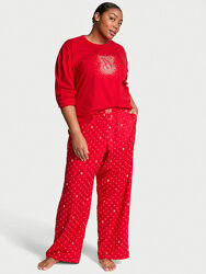 Піжама victorias secret flannel long-sleeve tee-jama set