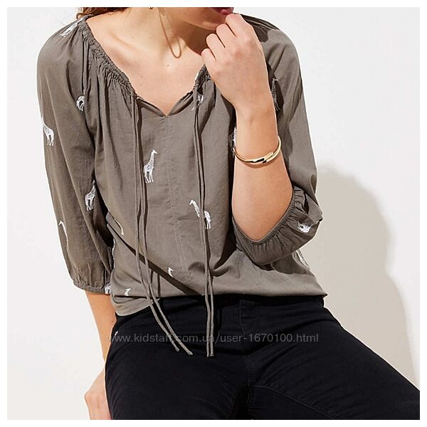 Блузка кофта топ вишиванка з жирафами S. Loft/ Ann Taylor