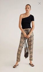 Вишукані сатинові штани Mango в тигровий принт, S