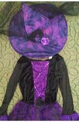 Карнавальное платье ведьмы на Хеллоуин с шляпой, размер S