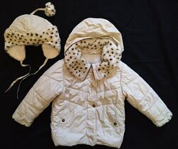 Демисезонная курточка с шапкой на девочку 3-4 года