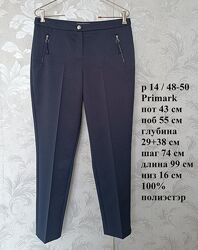 р 14 / 48-50 стильні базові офісні темно сині штани брюки скінні вузькі