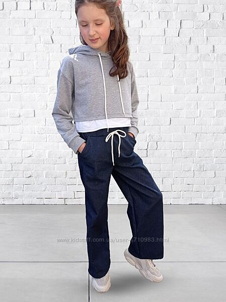 Тренд. Дитячі якісні джинси палаццо. 128-152р. Детские джинсы, штаны, брюки