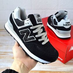 New Balance 574, чорні з сірим, замша, сітка кроссовки нью беленс 