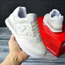 New Balance 574 білі, шкіра ТОП кроссовки нью беленс кросівки жіночі