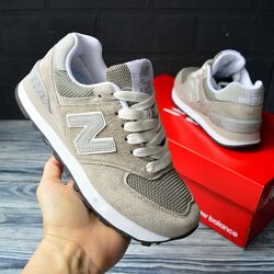 New Balance 574 бежево-сірі, замша ТОП кроссовки нюь беленс кросівки
