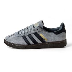Adidas Munchen сірі з чорним, ТОП, замша кроссовки адидас кросовки