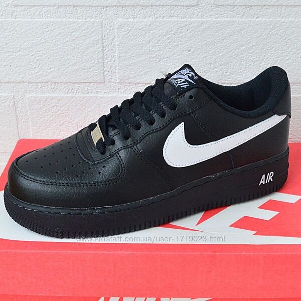 Nike Air Force 1 Mid чорні з білим, ТОП, шкіра кроссовки найк форс