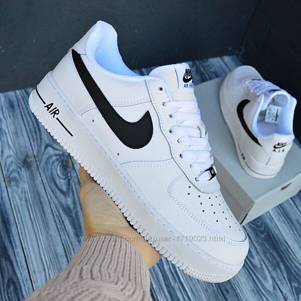 Nike Air Force LF-1 білі з чорним, шкіра, ТОП 