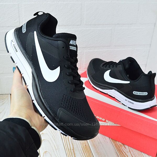 Nike Shield Running чорні з білим, сітка 
