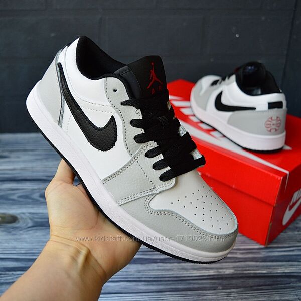 Nike Air Jordan 1 Retro Low Білі з сірим, шкіра кроссовки нак аир джордан