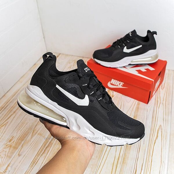 Nike Air Max 270 React чёрные на белой ТОП кроссовки найк аир макс