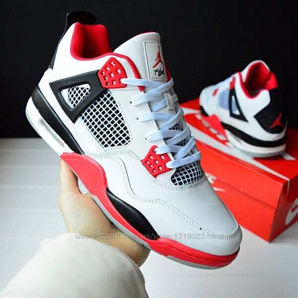 Nike Air Jordan Retro 4 White Red кросівки чоловічі найк аір джордан кроссо