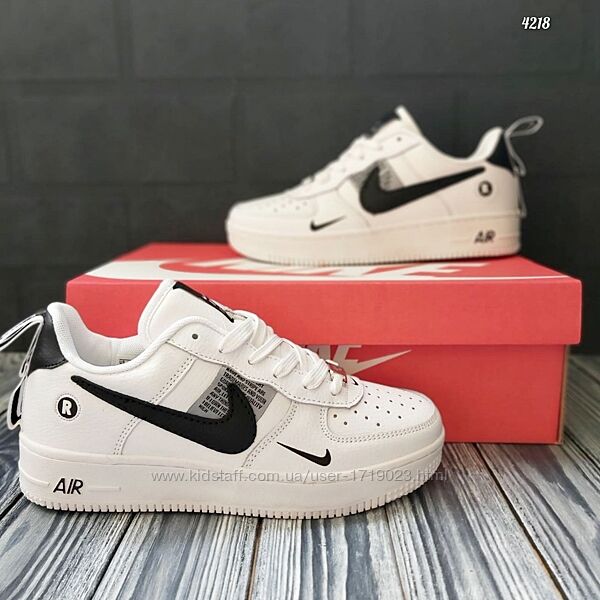 Nike Air Force 1 Mid White black кроссовки женские найк аир форс форсы