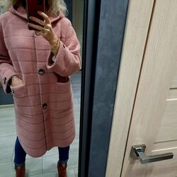 Тедди, пальто кардиган с капюшоном  альпака . Люкс качество.  Плотное