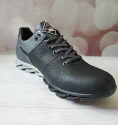 Чорні шкіряні кросівки ecco nike- туфлі-кросівки