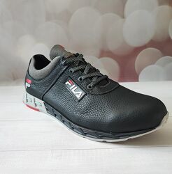 Чорні шкіряні кросівки ecco fila