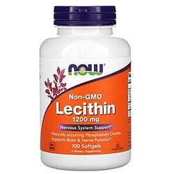 Лецитин, Now Foods, Lecithin, 1200 мг, 100 мягких таблеток