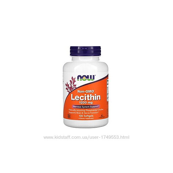 Лецитин, Now Foods, Lecithin, 1200 мг, 100 мягких таблеток