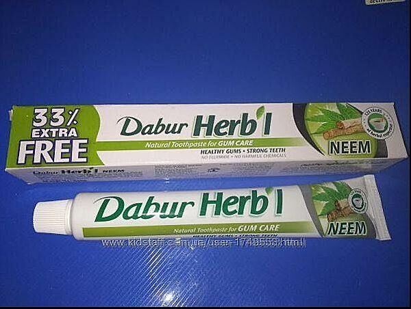 Зубна паста на травах, Нім, дабур, Dabur, Herb&acutel Neem, карієс, інфекції