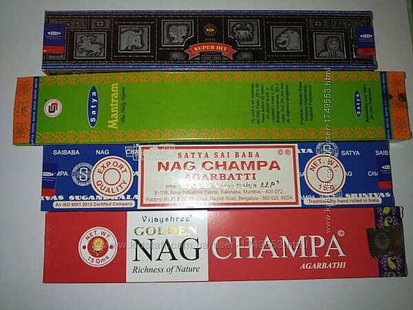 Натуральні Індійські ароматичні палички Satya Супер хіт, Наг чампа, Мантрам
