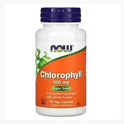 Хлорофилл Chlorophyll  Now Foods, 100 мг, 90 растительных капсул 
