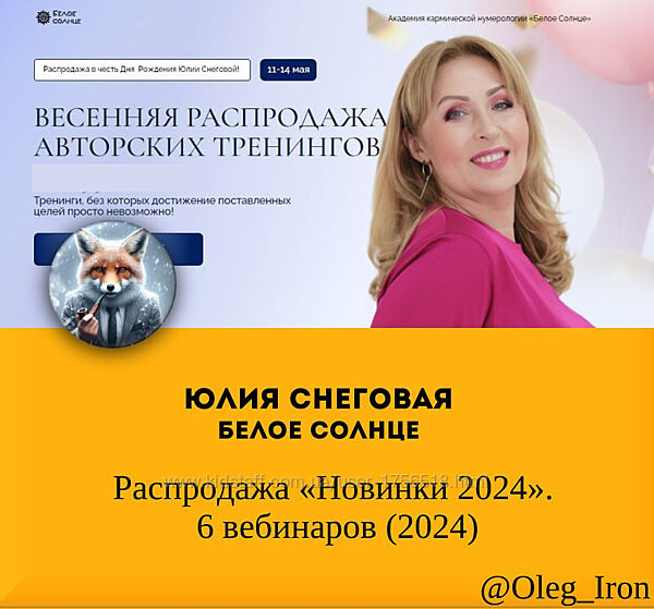 Юлия Снеговая Белое Солнце Новинки 2024 6 вебинаров 2024